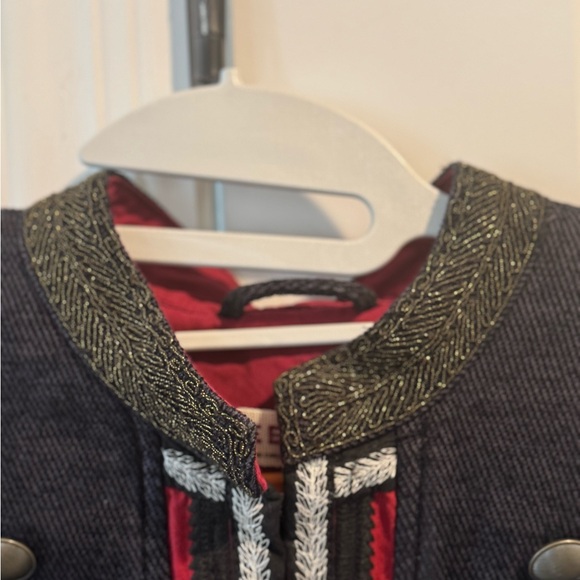 Free People Military Style Raw Edge Jacket size Medium Color Navy - Picture 3 of 11